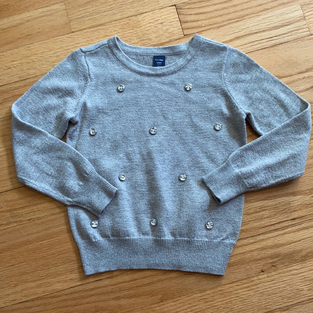 Baby Gap Toddler Gem Sweater 4T Grey Beaded